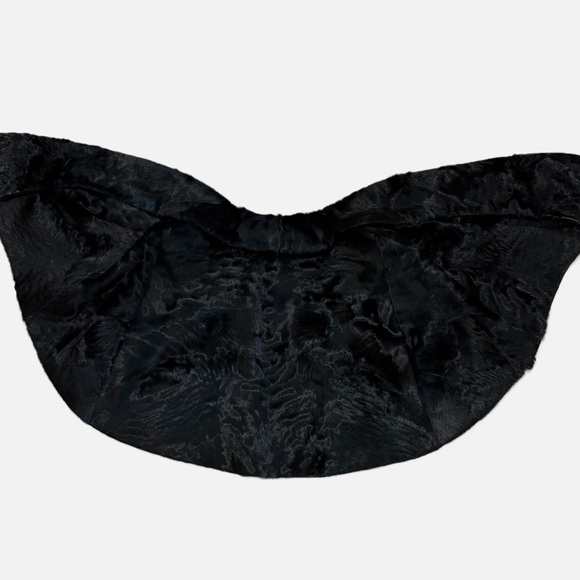 Vintage Karakul Lamb Fur Wrap Cape Jacket Shawl Black - Picture 7 of 10